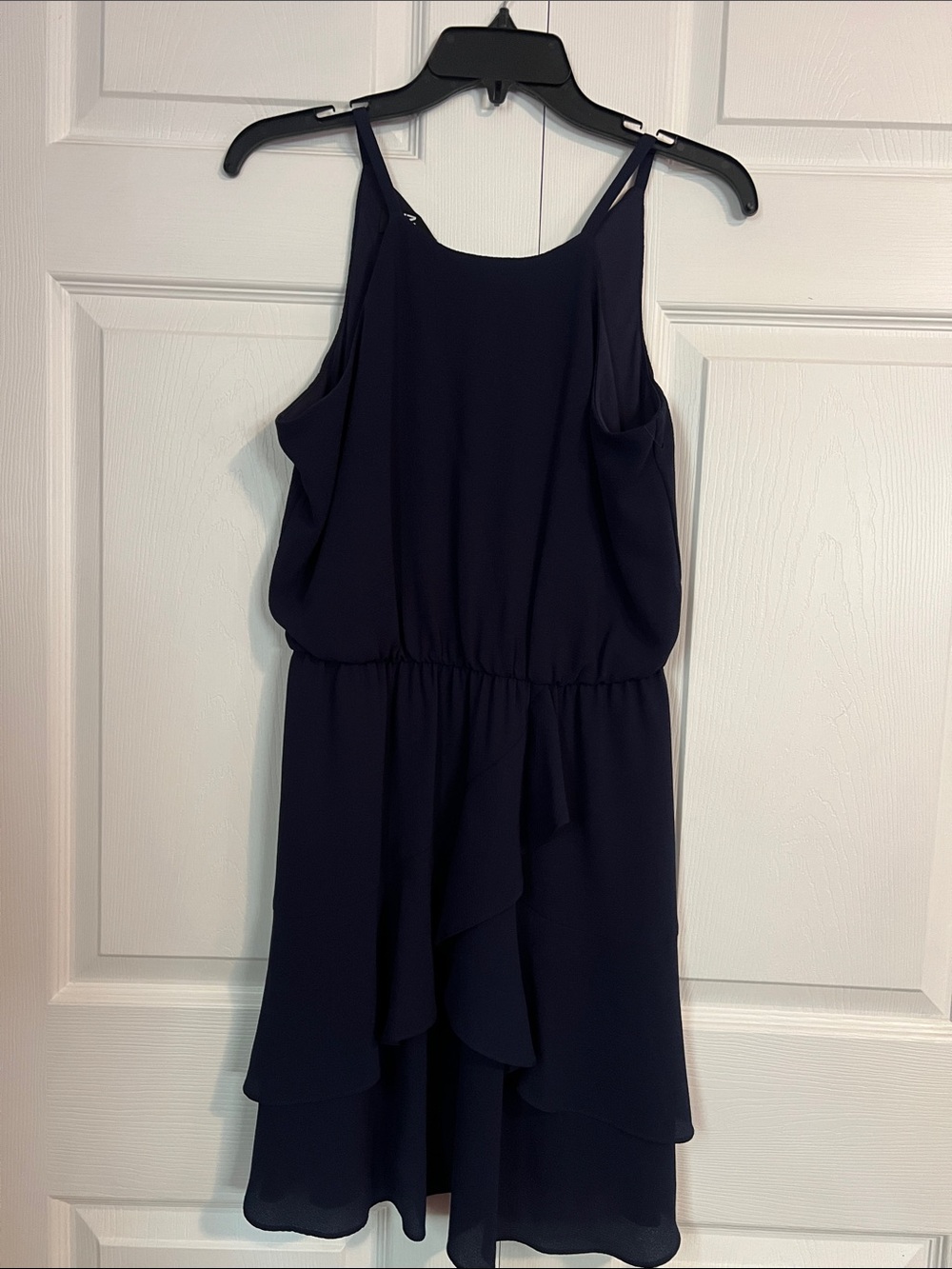 Iz Byer Navy High-Low Ruffle Sleeveless Dress
